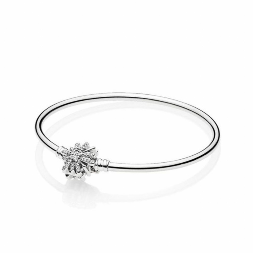 Pandora Silver Limited Edition Fireworks Cz Bangle Bracelet 6.3” EUC